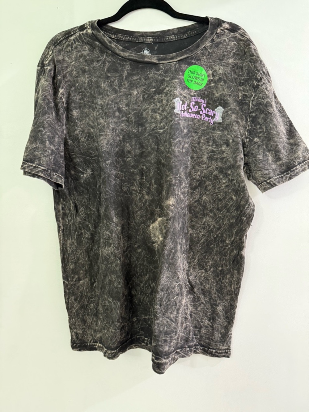 Disney Mickey’s No Scary Halloween Party Black Acid-Wash Tee 2025 NWT Size M